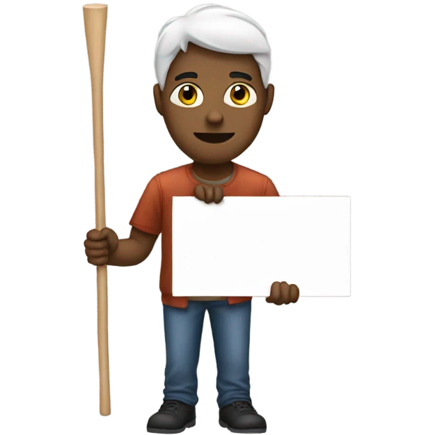 white man holding placard on stick emoji