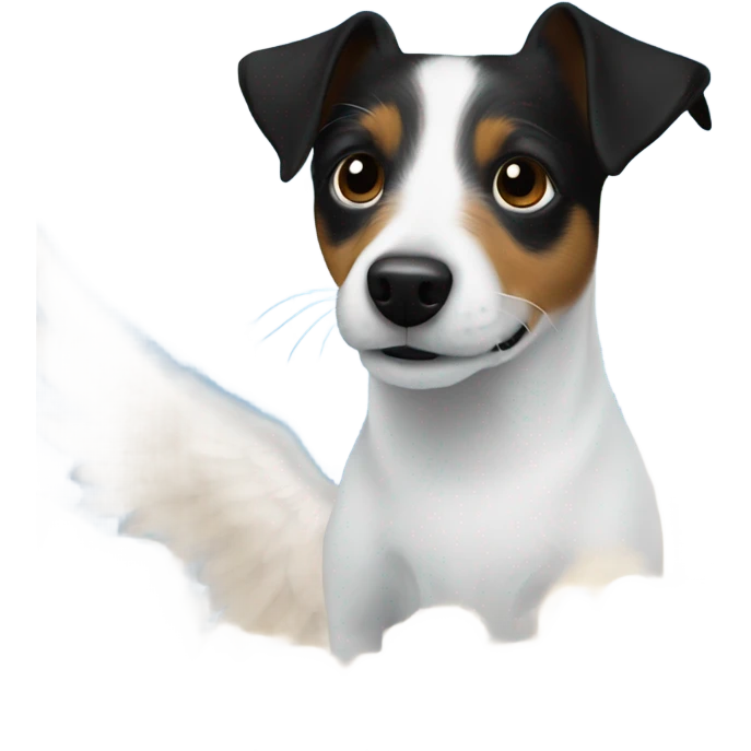 Black and white jack Russell in heaven emoji