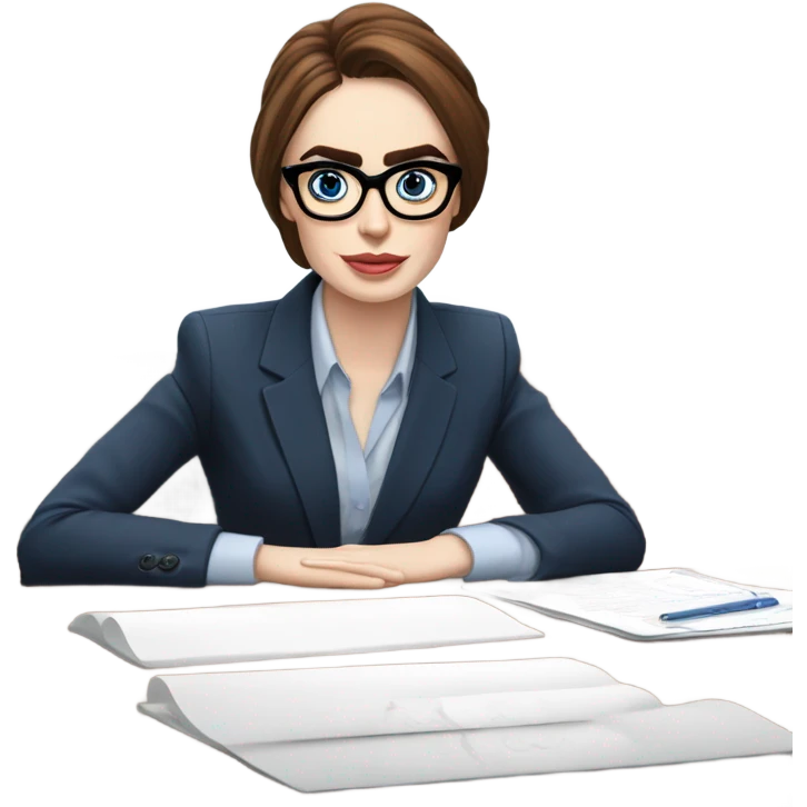 Lily collins blue eyes wearing glasses in a business meeting  emoji