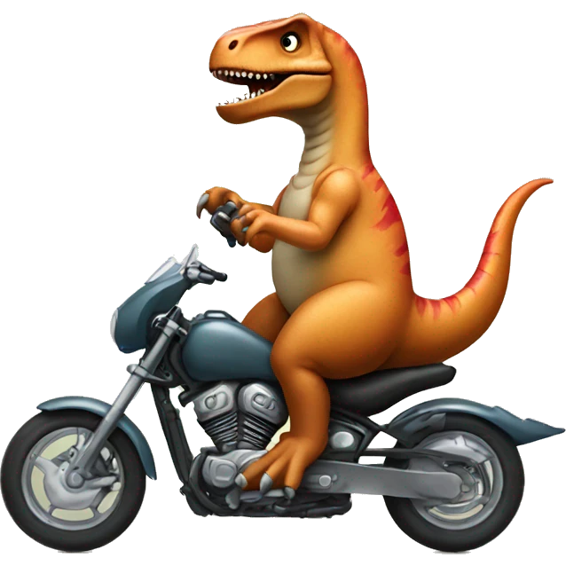 Cute T-Rex riding a motorcycle  emoji