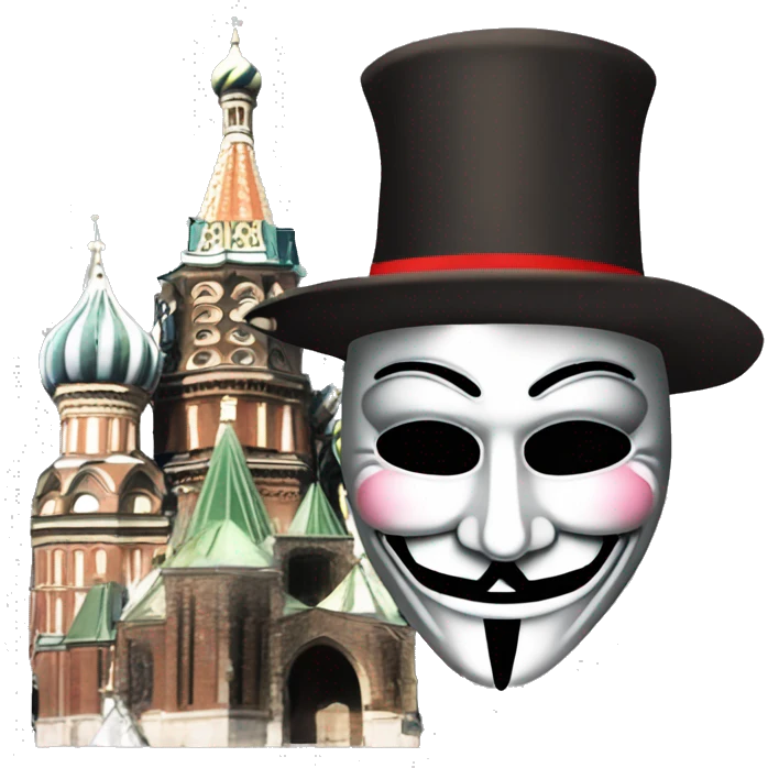 st basils cathedral next to guy fawkes mask emoji