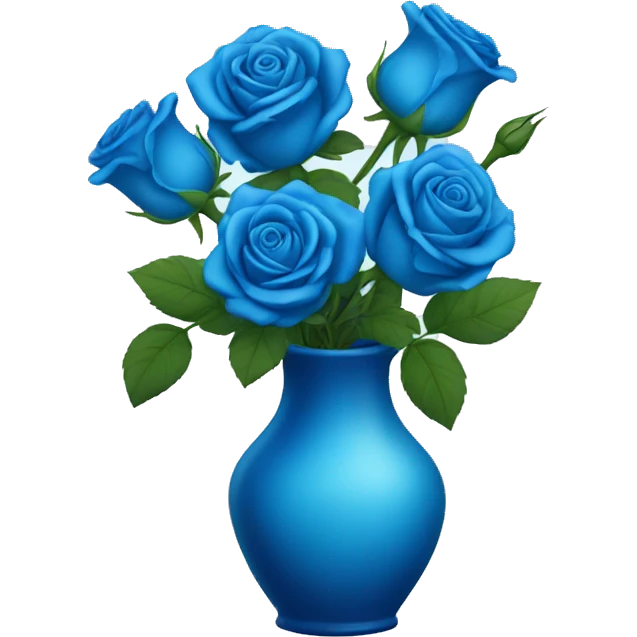 Blue roses in vase  emoji
