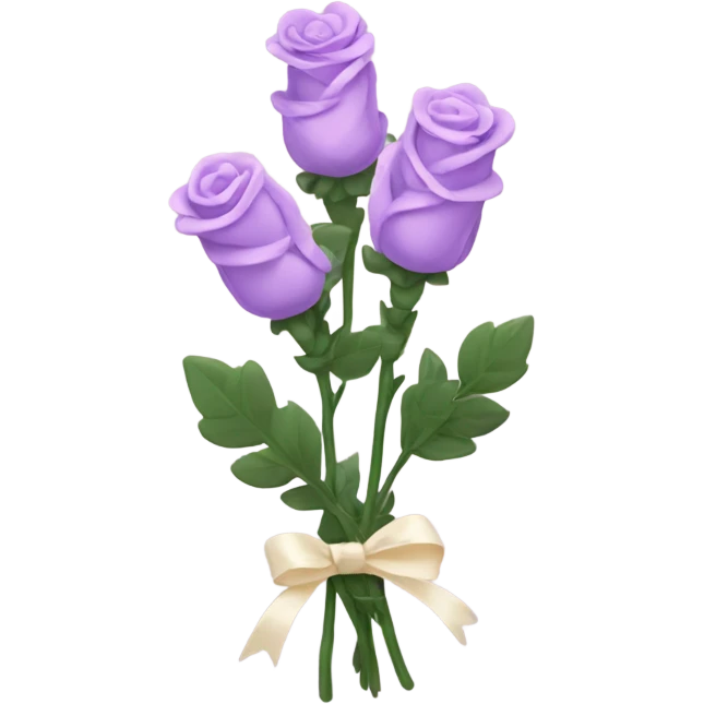 lavender plant wrapped with pink roses in a cream ribbon emoji