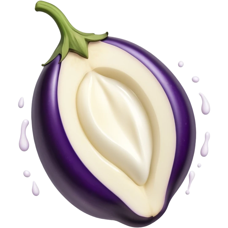 Aubergine into half peach splashing milk emoji