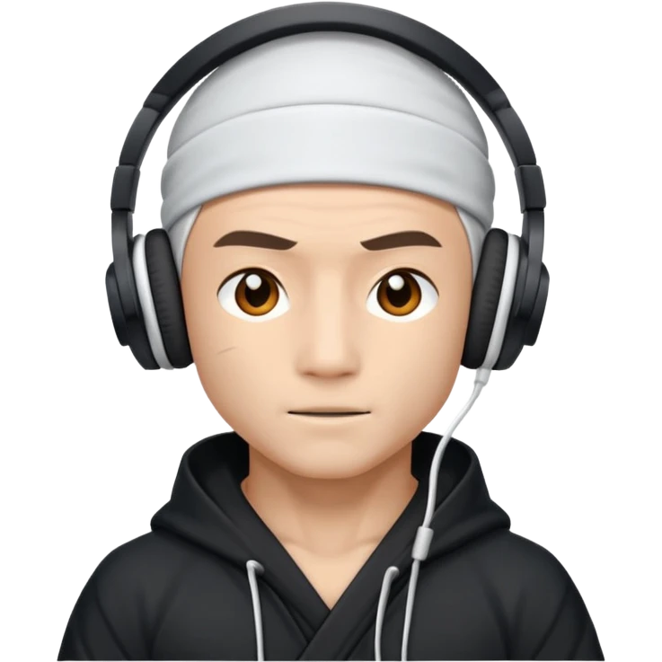 ninja, ninja with white headphone emoji