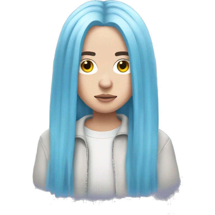 Billie eilish with her light blue hair emoji