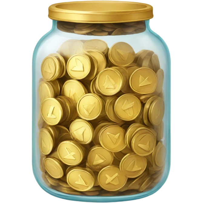 a transparent jar with coins inside emoji