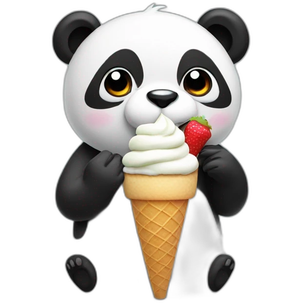 Panda eating ice cream emoji