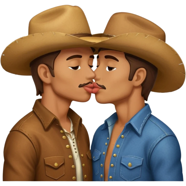 two men cowboys kissing emoji