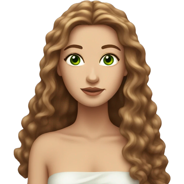 Aphrodite, long brown hair, green eyes, light skin emoji