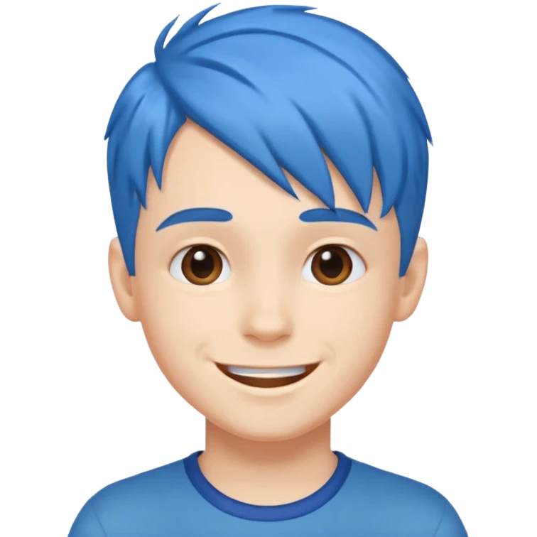 blue gamer Boy happy blue hair emoji