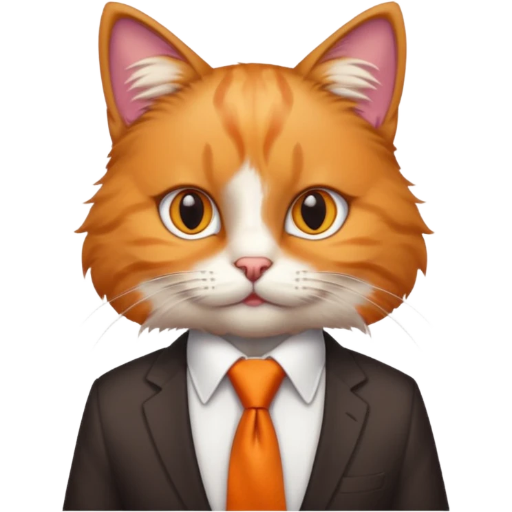 cat in white shirt, orange tie emoji