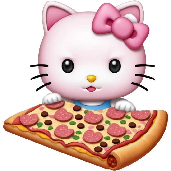 Hello kitty eating spam pizza emoji