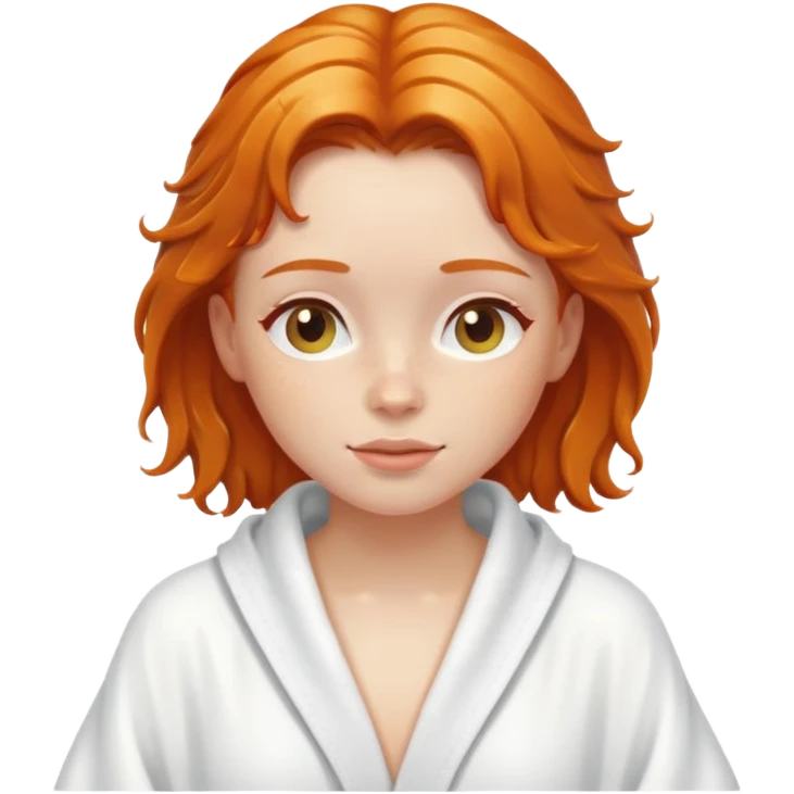Ginger girl in white robe wet hair relaxing emoji