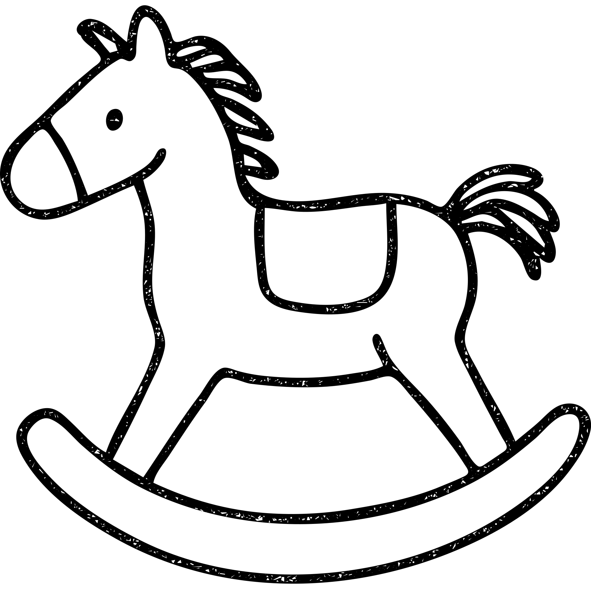 hand drawn outlined rocking horse icon emoji