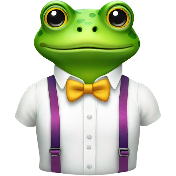 Cute frog with suspenders on  emoji
