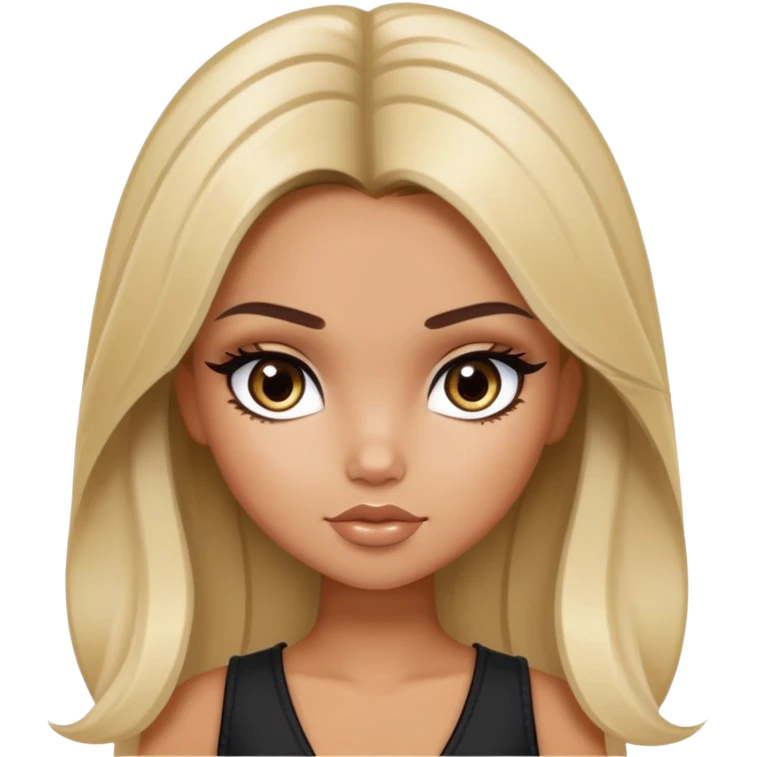 dark brown hair with blond meches, pretty beautiful bratz baddie emoji