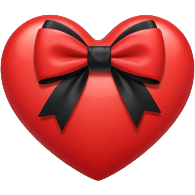 Whit heart with black bow emoji