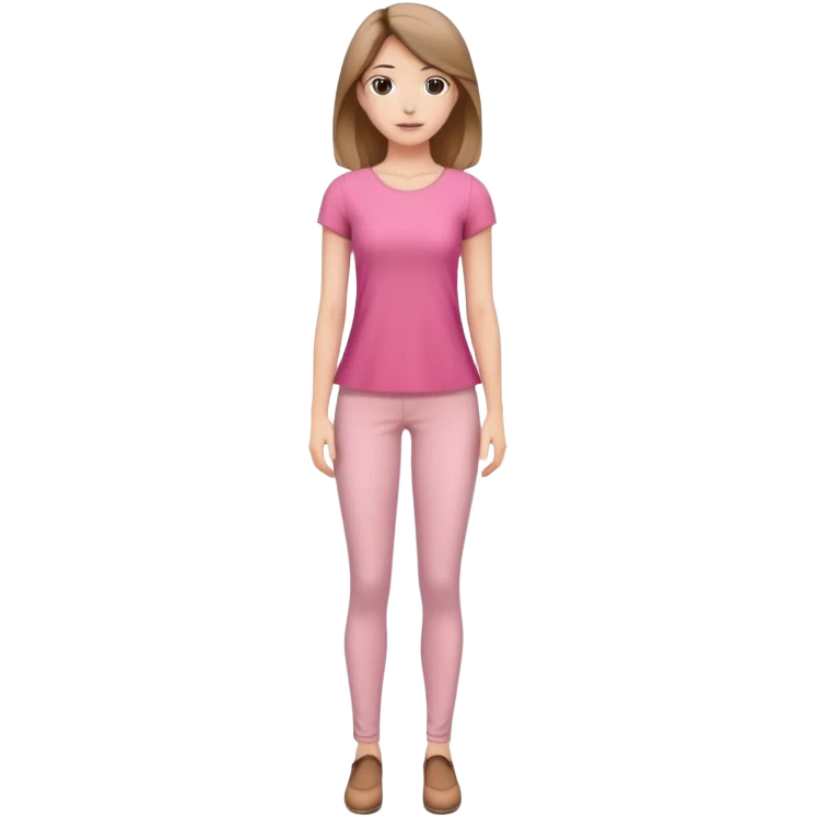 with meduim hair and pink dress and jegigs for pant  emoji