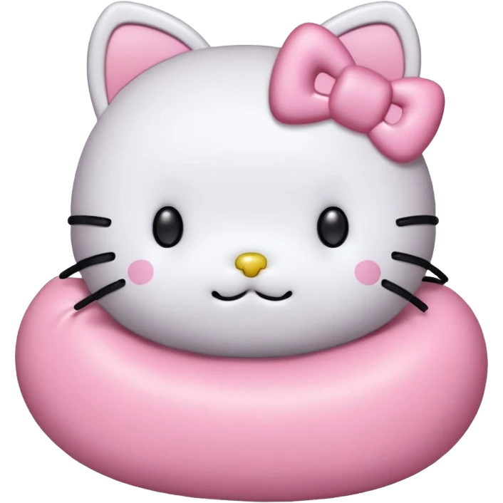 Crea una foca anillada gordita con aspecto tierno, lleva un moño rosado con tonos pasteles (como referencia el lazo de hello kitty rosado) emoji