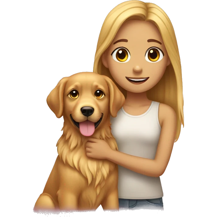 a girl that pet a golden retriever  emoji