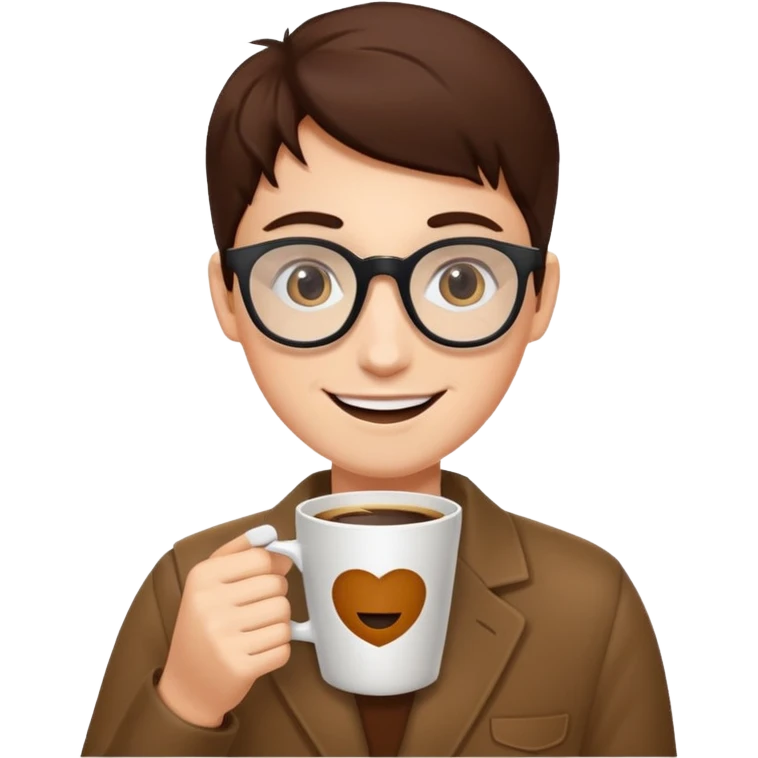 people with opticals  on holding coffee emoji