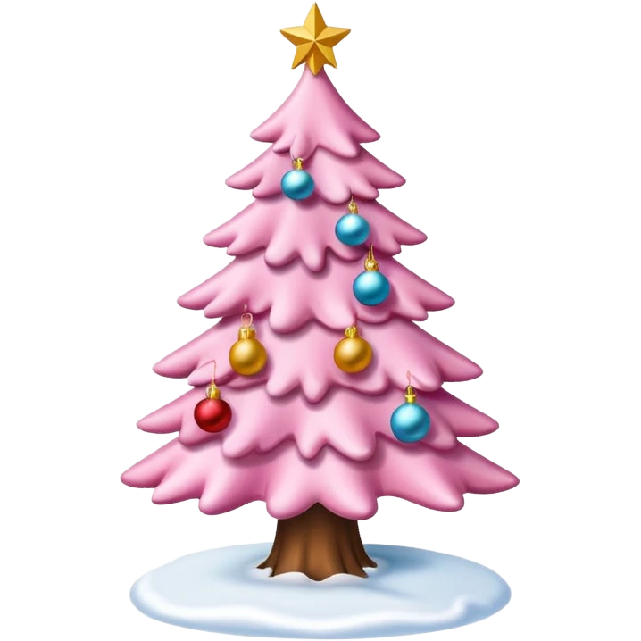 Pink Christmas tree with snow on it emoji