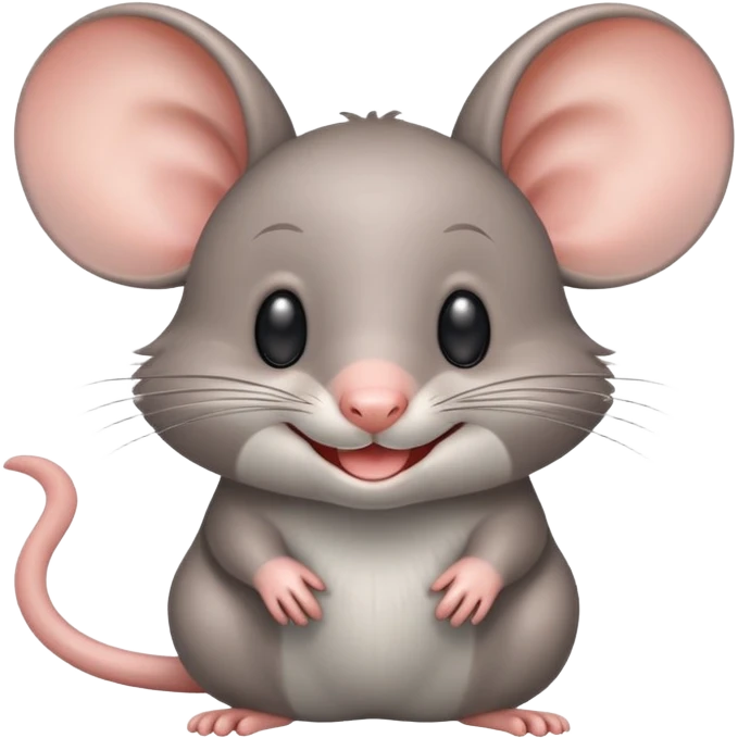 Crea un emoji de un ratón muy adorable riéndose  emoji