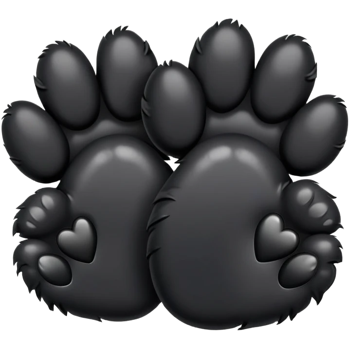 two black puppy paws with a black heart around them emoji