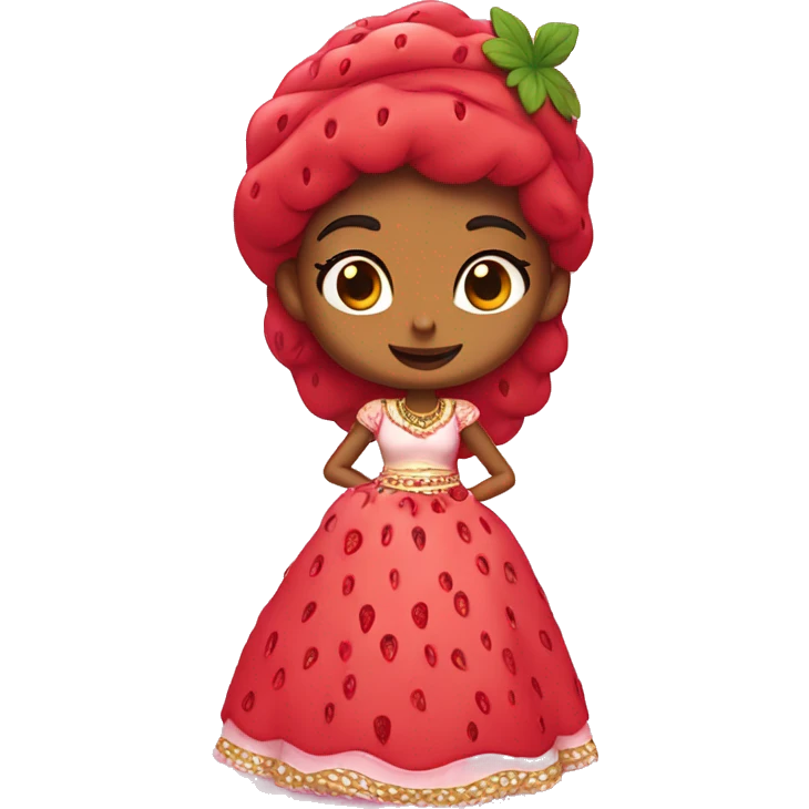 strawberry shortcake in a lehenga  emoji