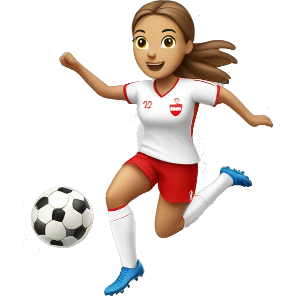 Polish female Brown hait soccer player jumping emoji
