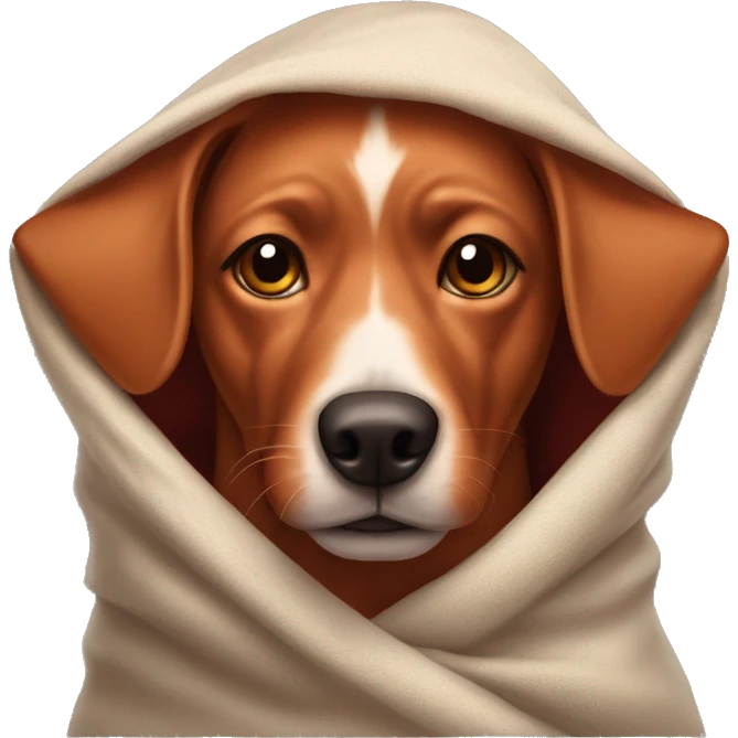 Red dog pointy ears wrapped in a blanket  emoji