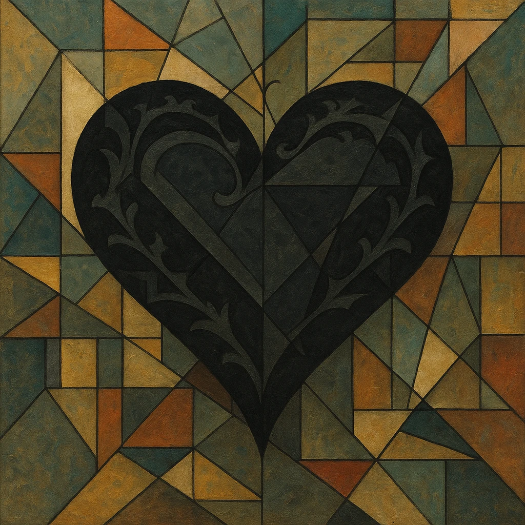 black gothic heart, ornate, dark, elegant emoji