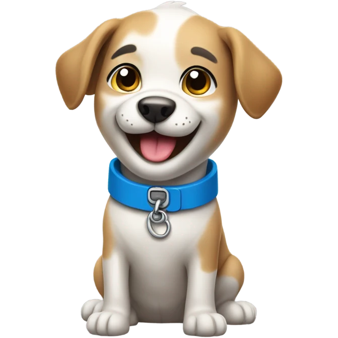happy cute dog with blue collar half side perspection full body  emoji
