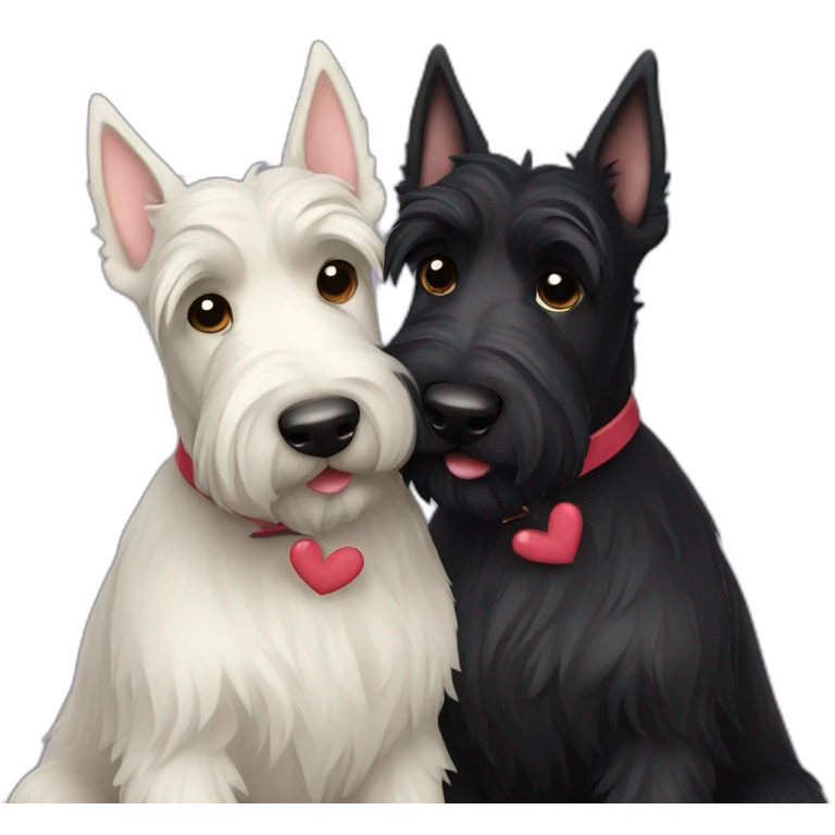 Two black Scottish terrier kissing emoji