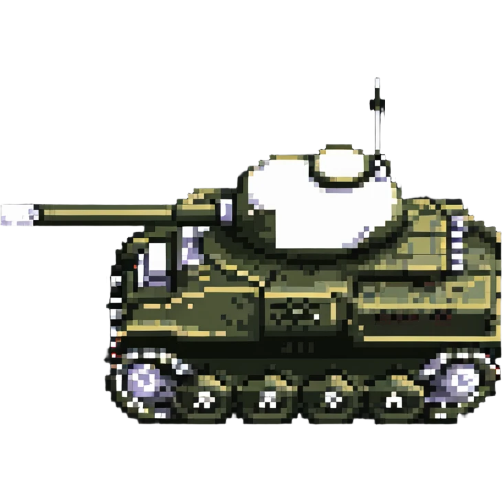 8-bit military tank with treads and cannon emoji