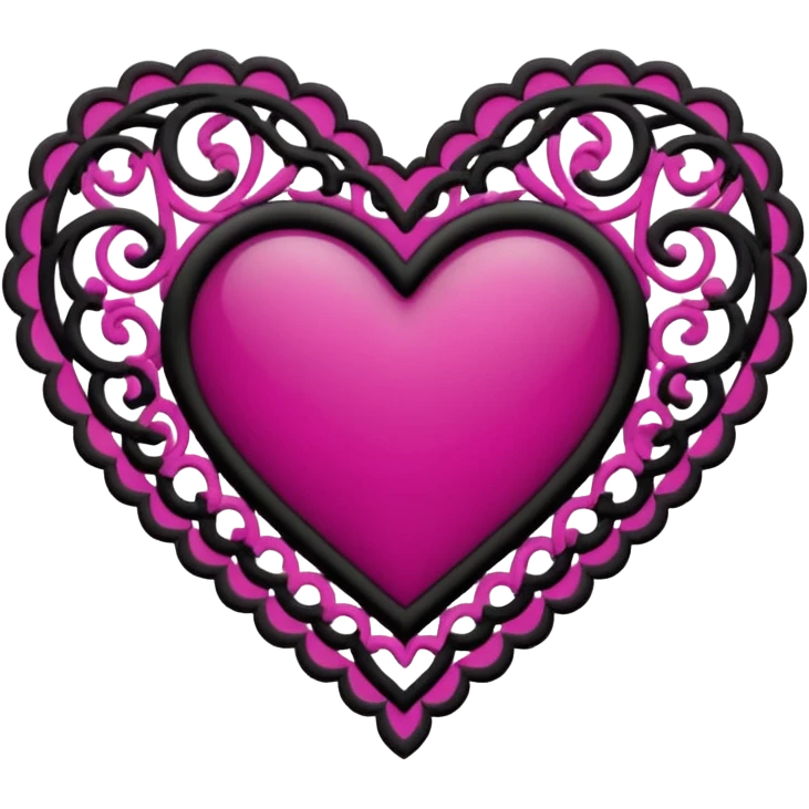 magenta and black lace heart emoji