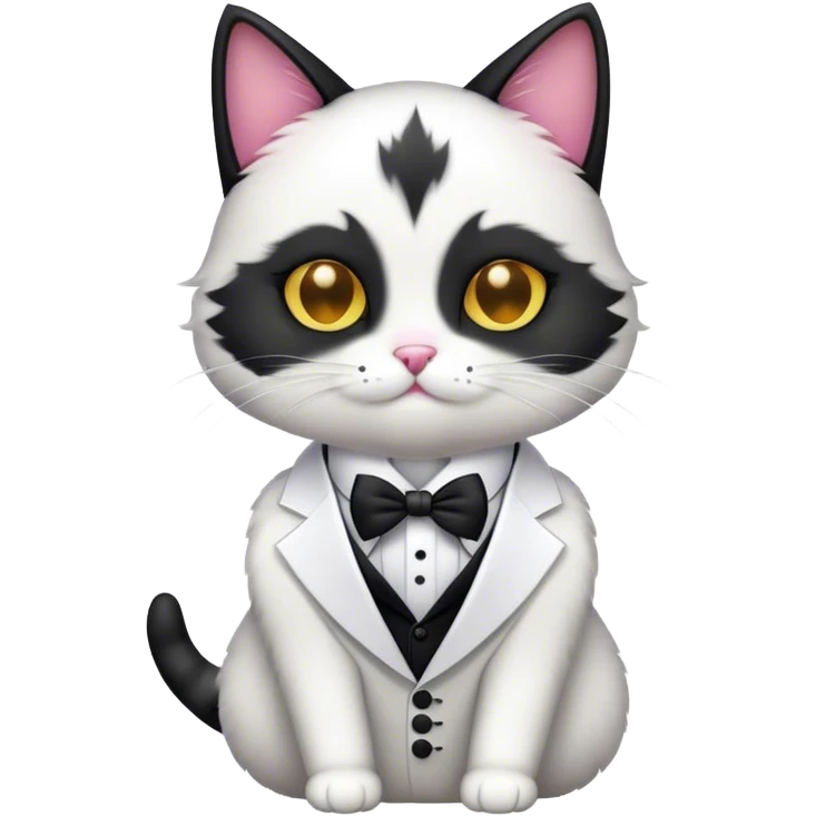 black and white fuzzy cat as a groom emoji