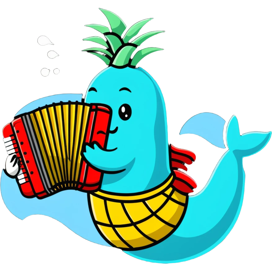 half-ghost half-pineapple playing accordion underwater emoji