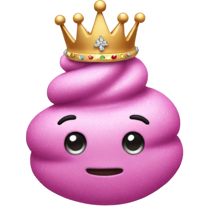 A pink poop emoji with a sparkly crown emoji