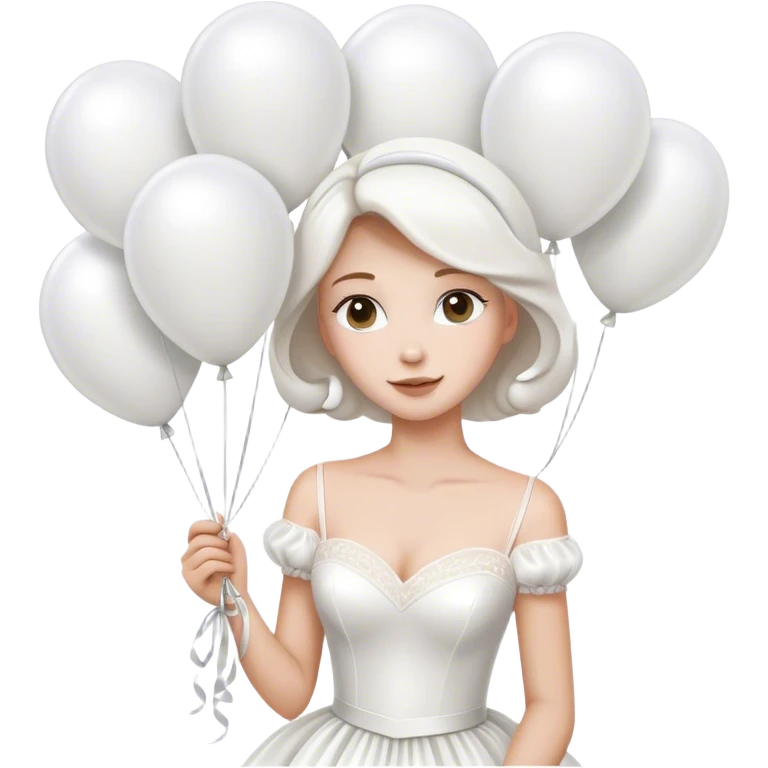Beautiful bride with white balloons emoji