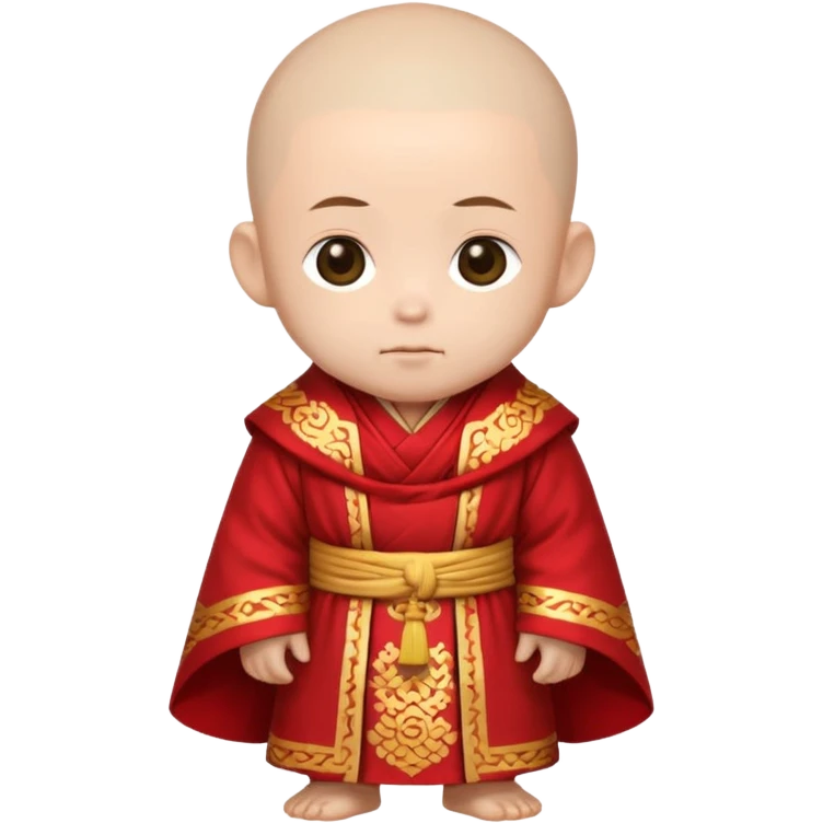 A small chibi-style monk character with red ceremonial robe with layered fabric and decorative gold-like patterns

 emoji