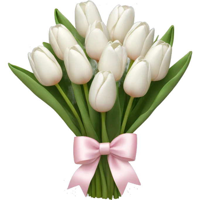 White tulips bouquet with light pink bow  emoji