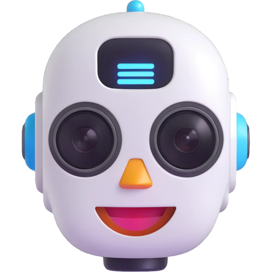Cute robot assistant head, smile emoji