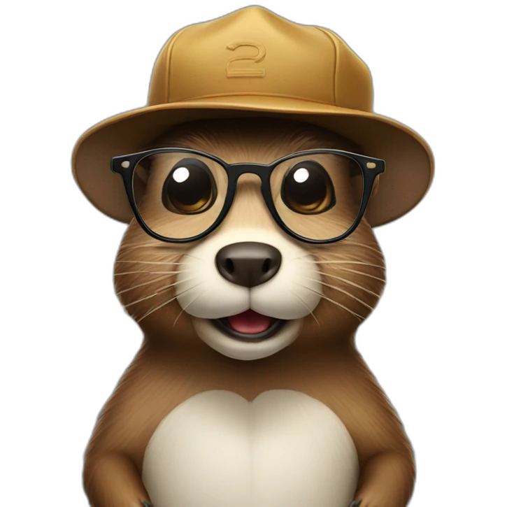 beaver with glasses in a cap with a propeller emoji