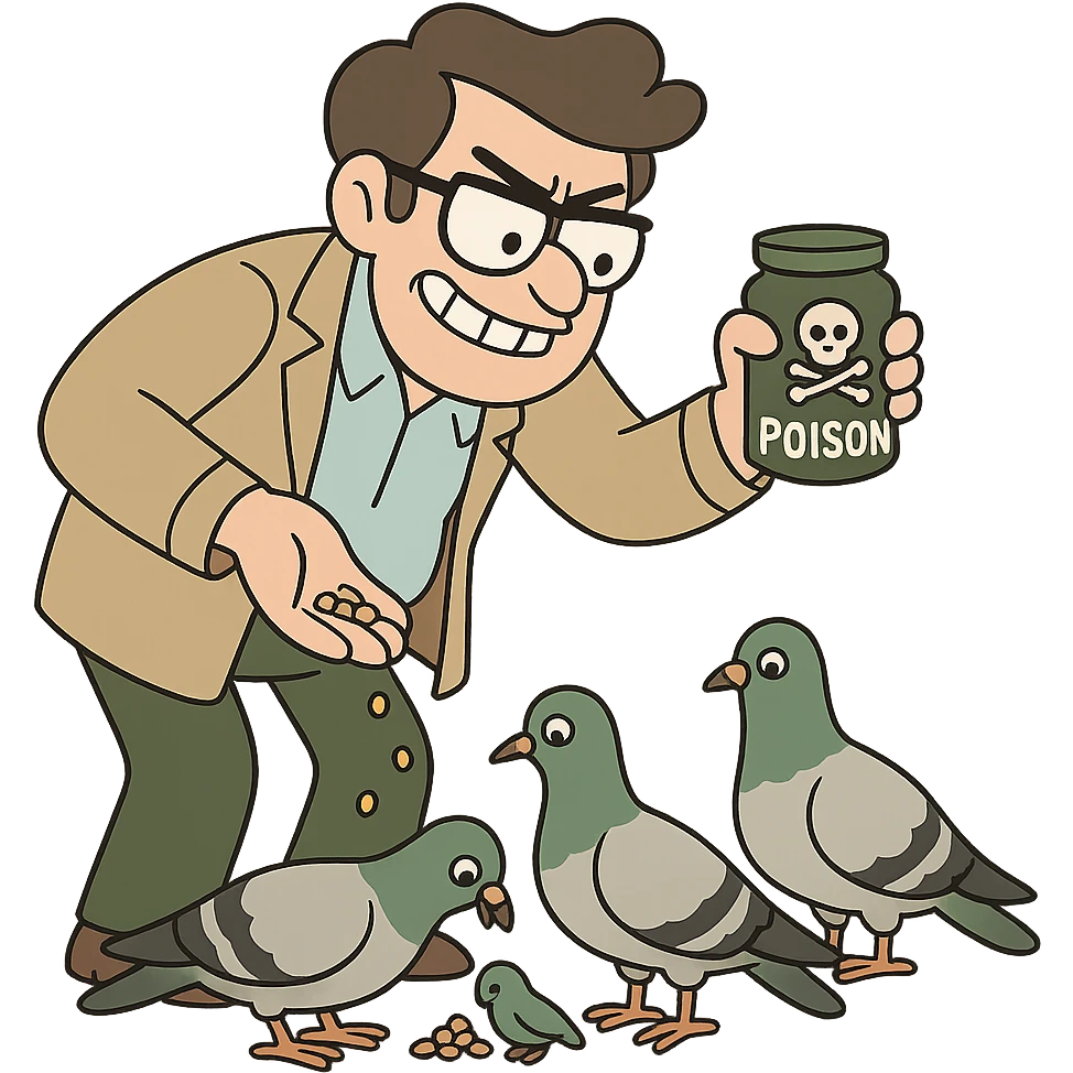 poisoning pigeons in flat toon style emoji
