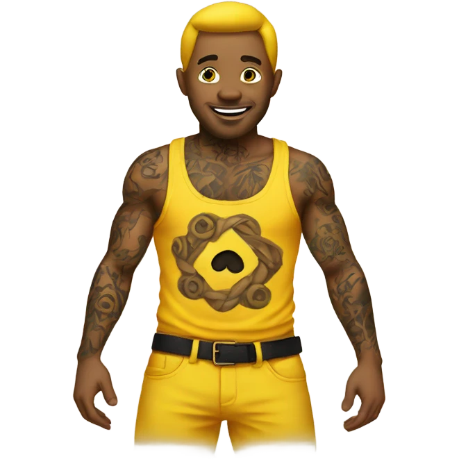 yellow emoji with tattoos emoji