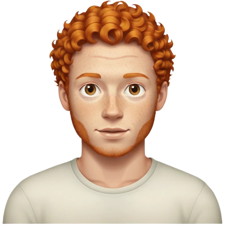 Man with ginger curls and freckles emoji