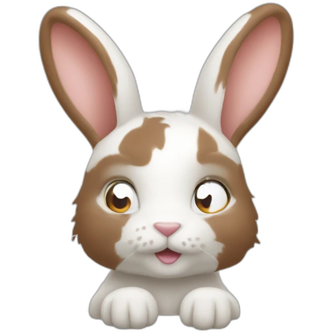 Lapin blanc et marron poil long emoji