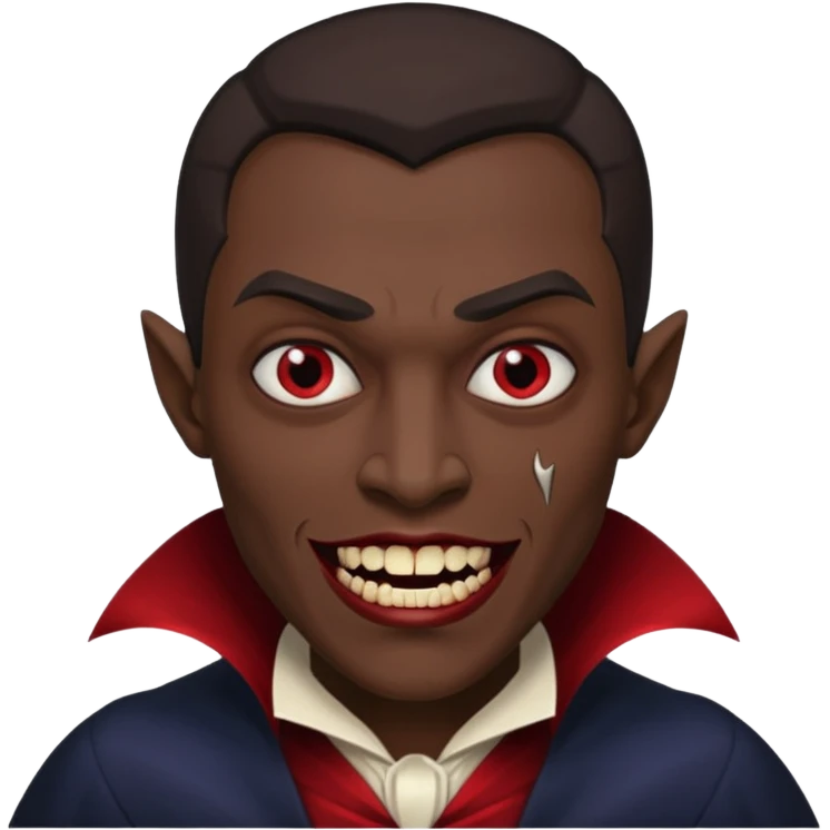 make this have vampire teeth and make him dark skinned emoji